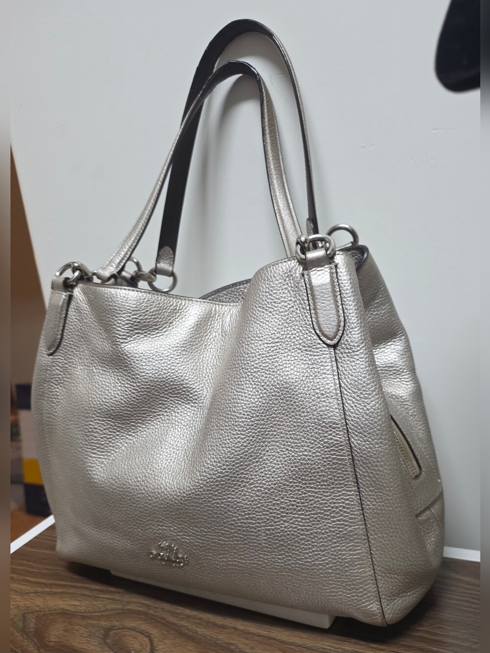 Coach F80271 Hallie Metallic Leather Shoulder Bag - Picture 7 of 15